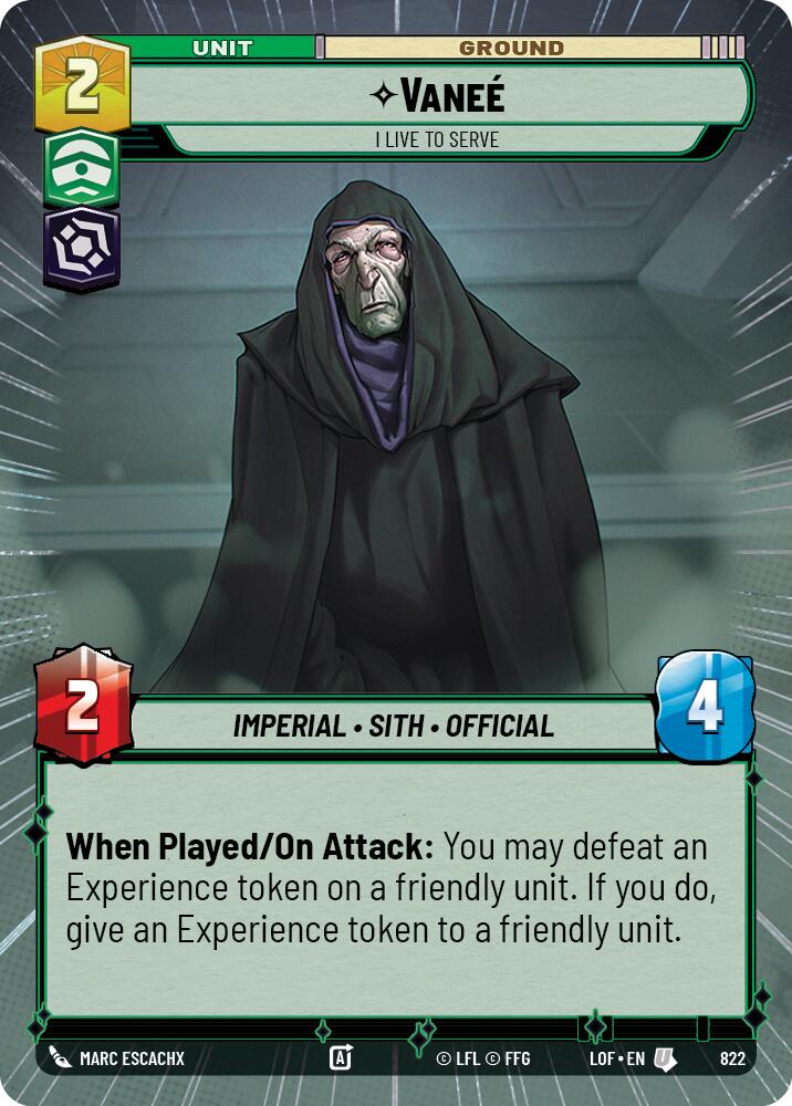 Vanee - I Live to Serve (822) (Hyperspace Foil) (822) [Legends of the Force]